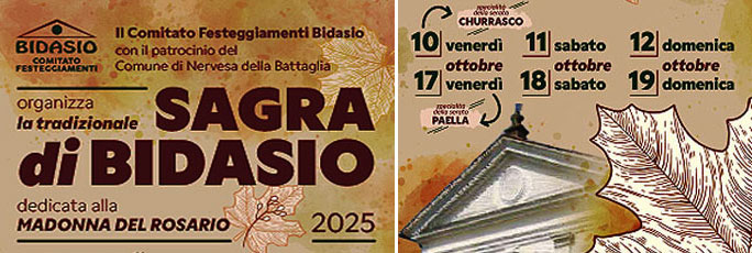 Nervesa della Battaglia Bidasio Sagra Madonna del Rosario dal 10 Ottobre al 19 Ottobre 2025