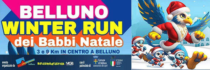 Belluno 3ª Winter Run Corsa dei Babbi Natale Domenica 14 Dicembre 2025