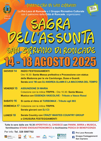 RONCADE (TV)
SAN CIPRIANO 
SAGRA DELL'ASSUNTA