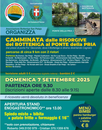 TREVISO
SAN PELAJO 
CAMMINATA SULLE RISORGIVE DEL BOTTENIGA