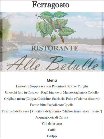 crocetta del montello ciano del montello ristorante alle betulle iferragosto