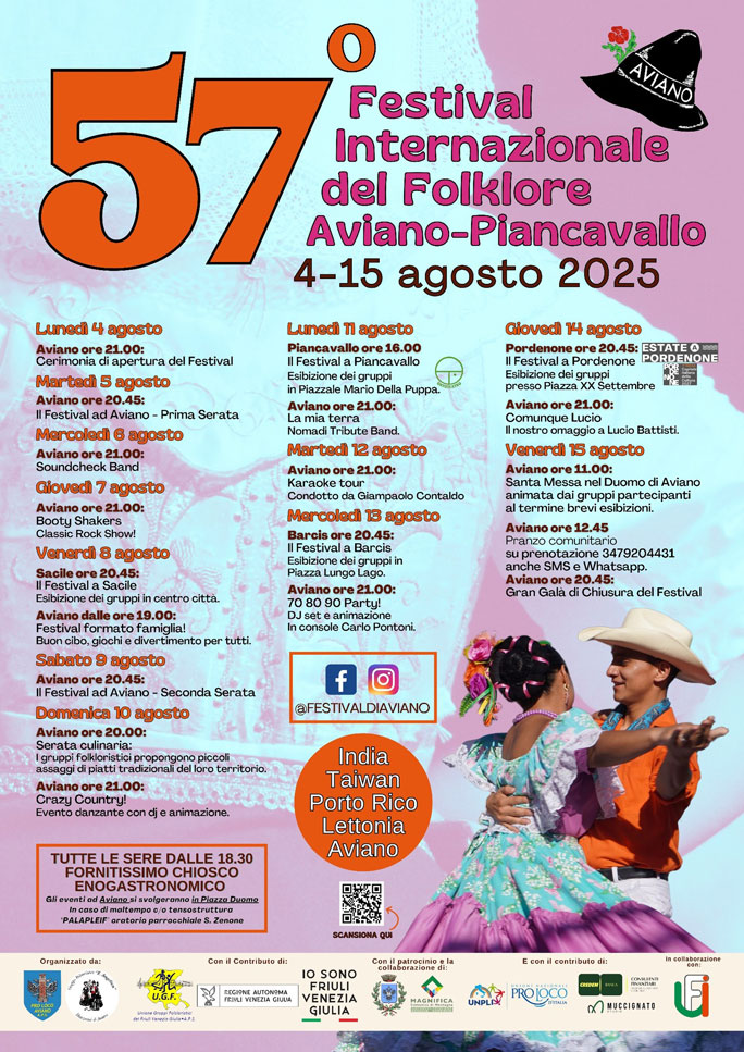 Aviano 57° Festival Internazionale del Folklore Aviano-Piancavallo dal 4 Agosto al 15 Agosto 2025