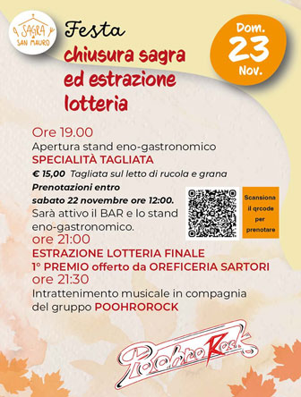 CASTAGNOLE SAGRA DI SAN MAURO 23 novembre 2025 lotteria di beneficenza
