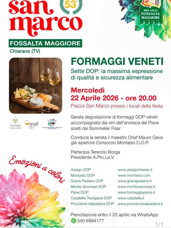 CHIARANO FOSSALTA MAGGIORE formaggi veneti