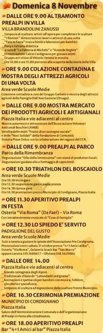 cordignano prealpi in festa domenica 8 novembre