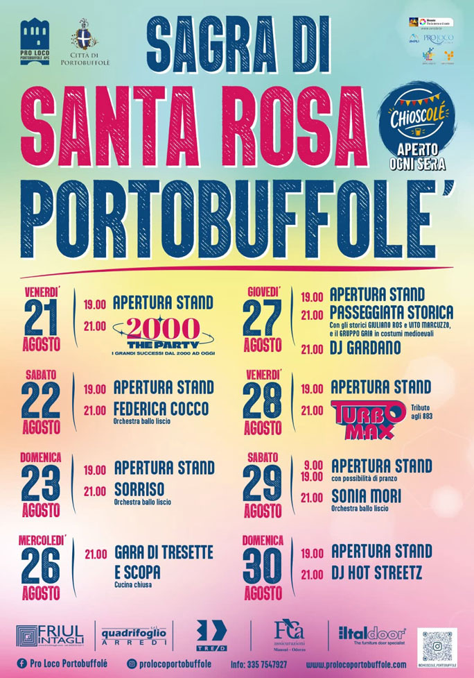 Portobuffolè Sagra di Santa Rosa e della Trippa dal 21 Agosto al 30 Agosoto 2026