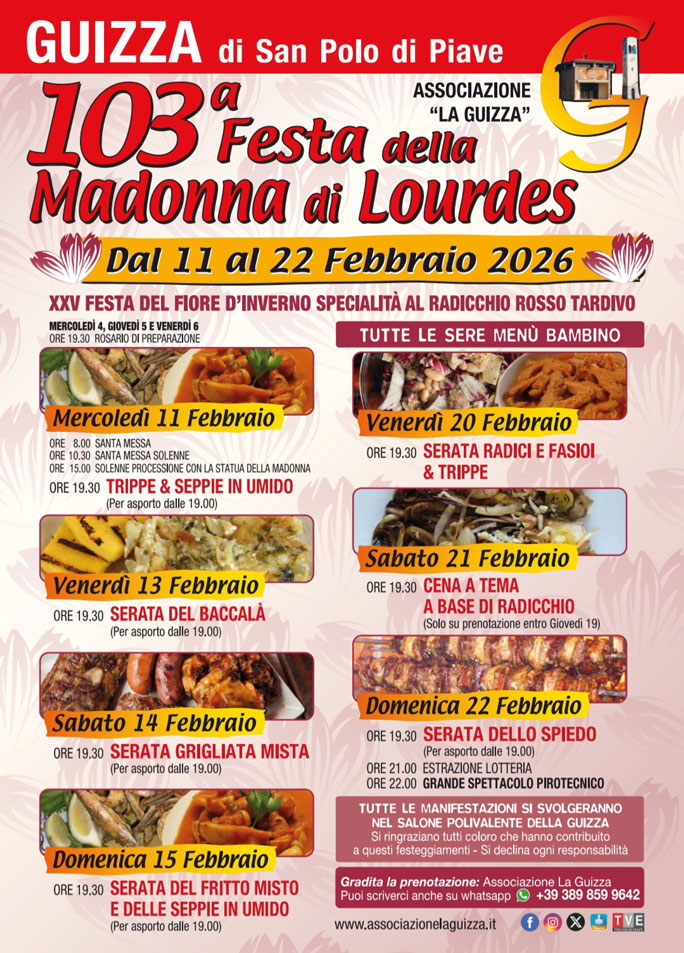 San Polo di Piave Guizza 103ª Festa della Madonna di Lourdes dal 11 Febbraio al 22 Febbraio 2026