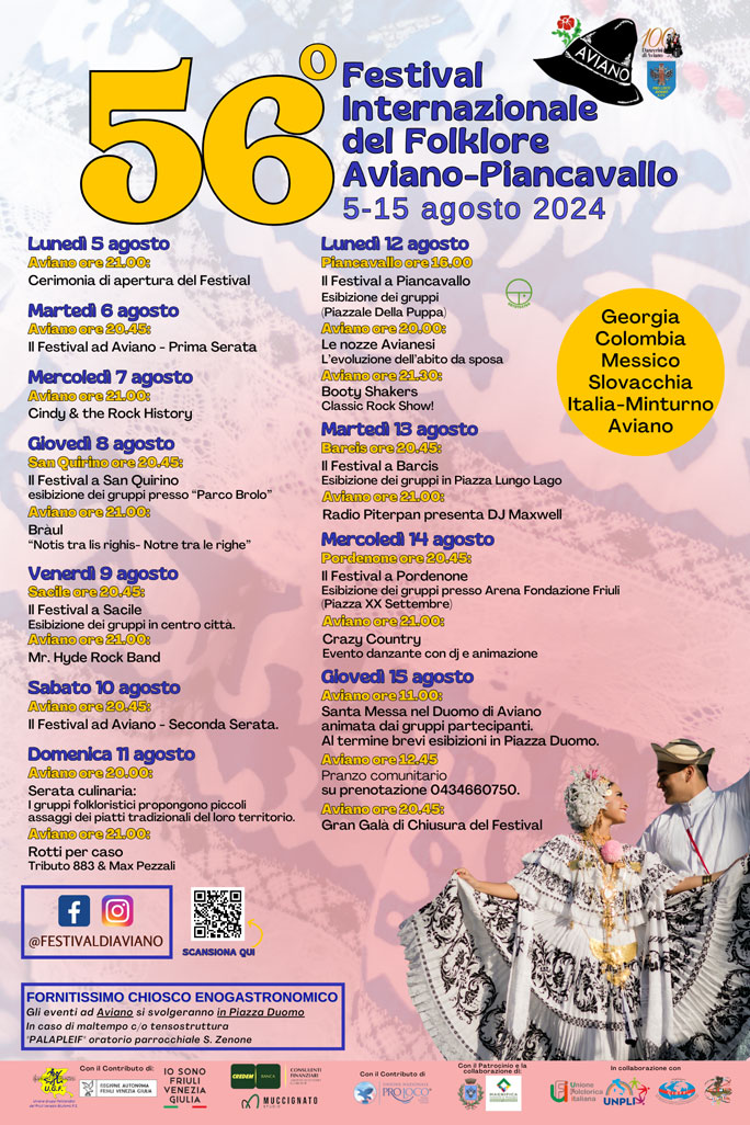 2024 Aviano Festival Internazionale del Folklore Aviano Piancavallo programma