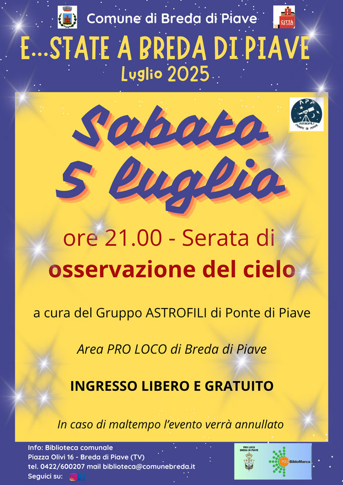 Estate a Breda di Piave serata di osservazione del cielo 2025