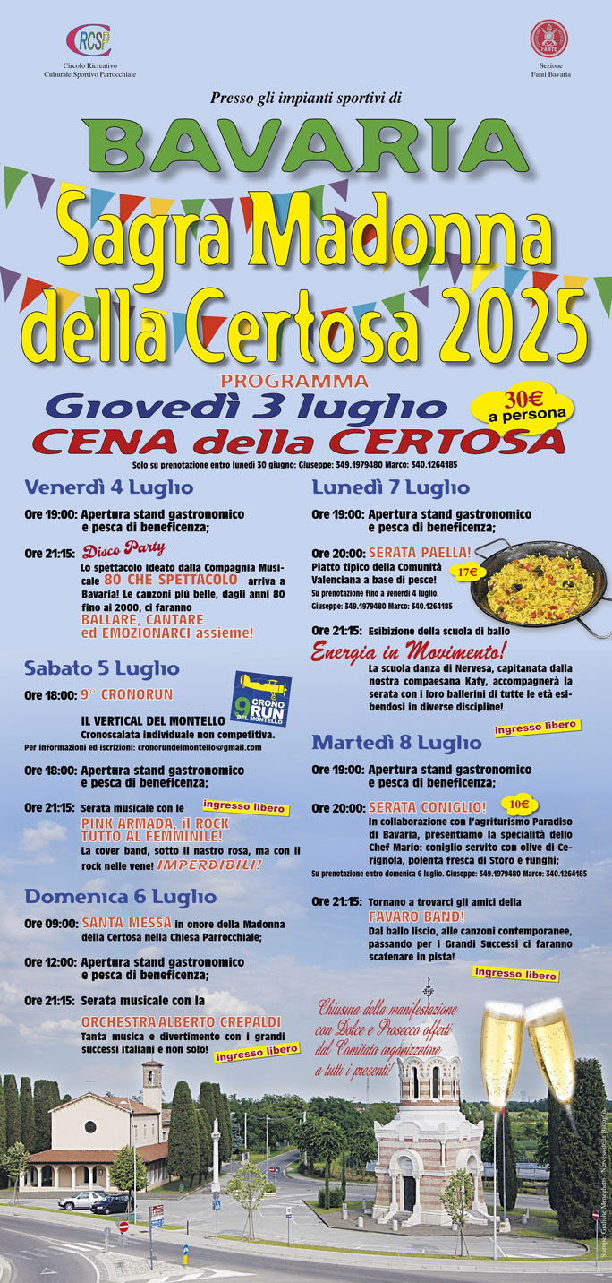 Nervesa della Battaglia Bavaria Sagra Madonna della Certosa dal 3 Luglio al 8 Luglio 2025
