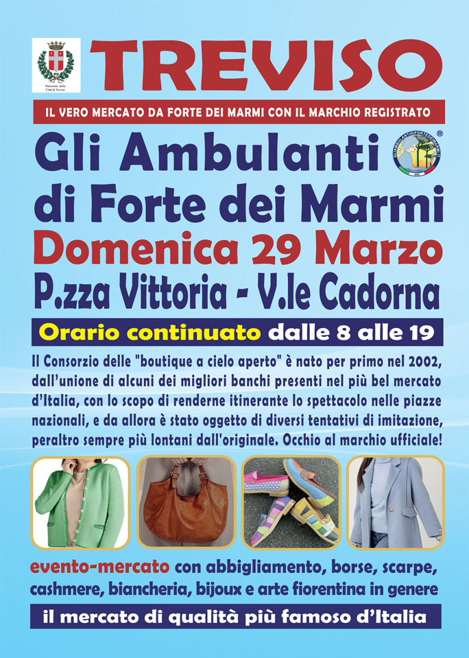 Gli Ambulanti di Forte dei Marmi a Treviso Domenica 29 Marzo 2026