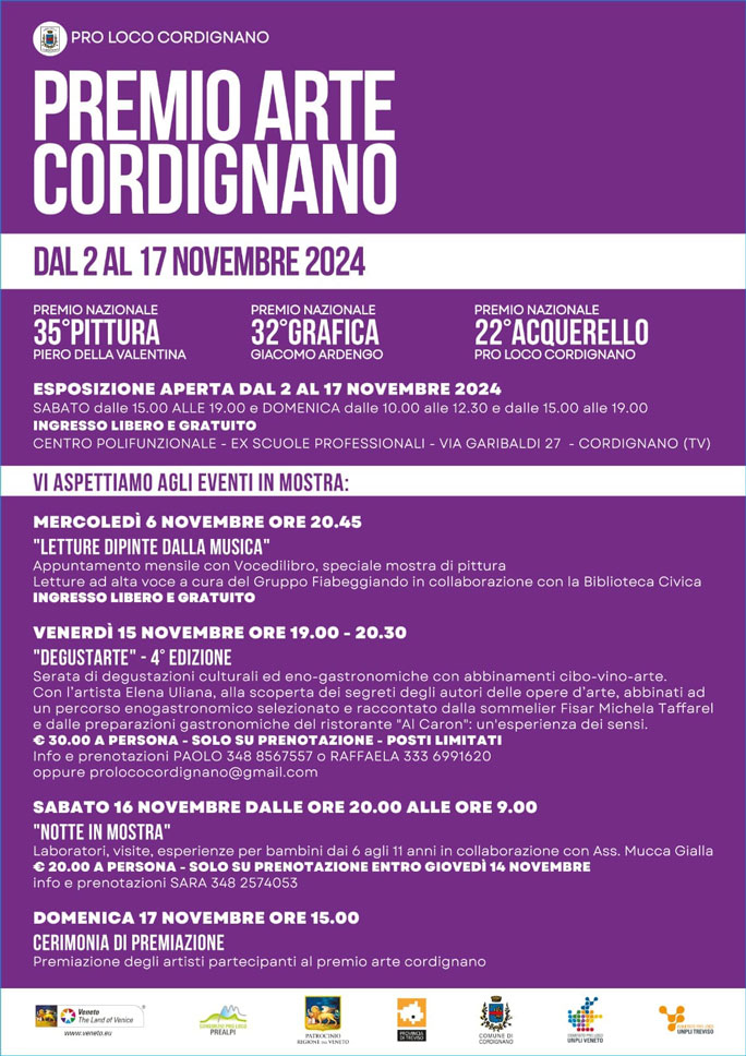 2024 cordignano premio nazionale di pittura, grafica e acquerello programma