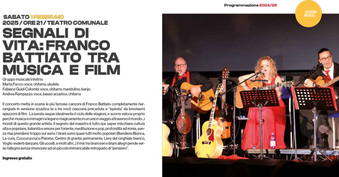 gruppo musicale infeltrio segnali di vita franco battiato tra musica e film 2024 trevignano 