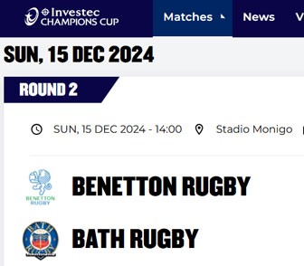 2024 investec champions cup match benetton bath rugby