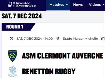 2024 investec champions cup match clermont benetton