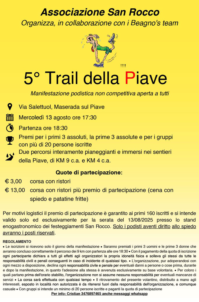 MASERADA SUL PIAVE SALETTUOL TRAIL DELLA PIAVE programma