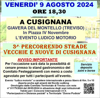 2024 CORSA PODISTICA A CUSIGNANA PERCORRENDO STRADE VECCHIE E NUOVE 
A CUSIGNANA 