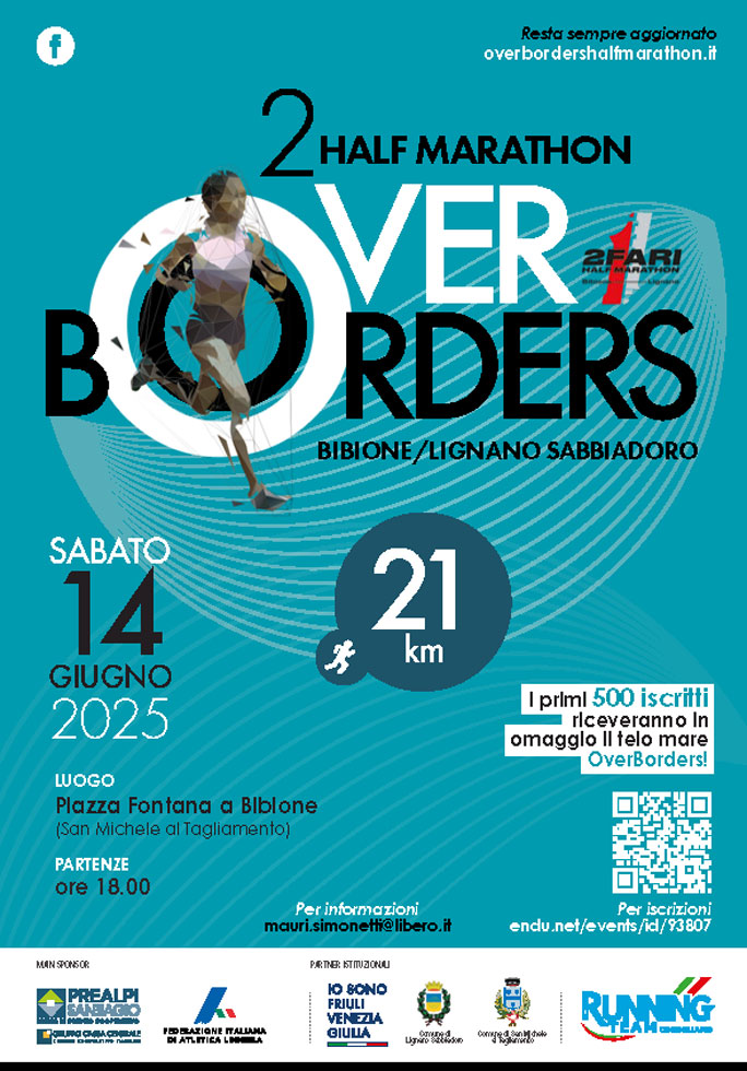 2ª Half Marathon Over Borders da Bibione (VE) a Lignano Sabbiadoro (UD) Sabato 14 Giugno 2025