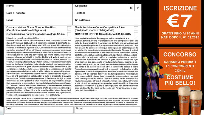 2025 corsa della befana a pedavena iscrizioni